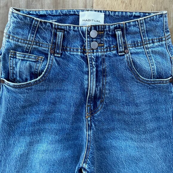 HABITUAL BOHO CARGO BAGGY WIDE LEG JEANS WOMEN’S sz 4/27 High Rise Denim - Picture 3 of 12